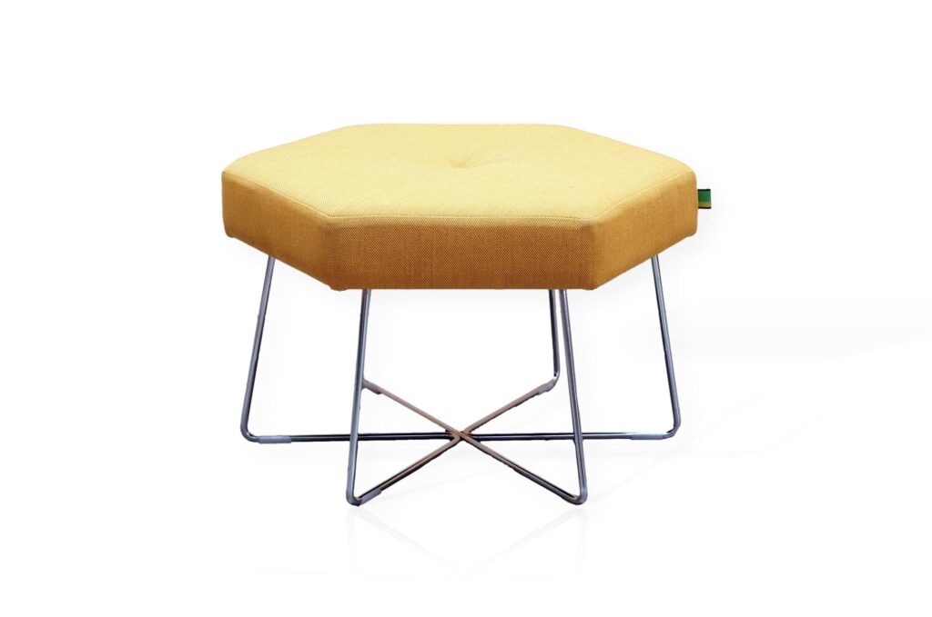 Naughtone Pollen Stool In Yellow & Chrome