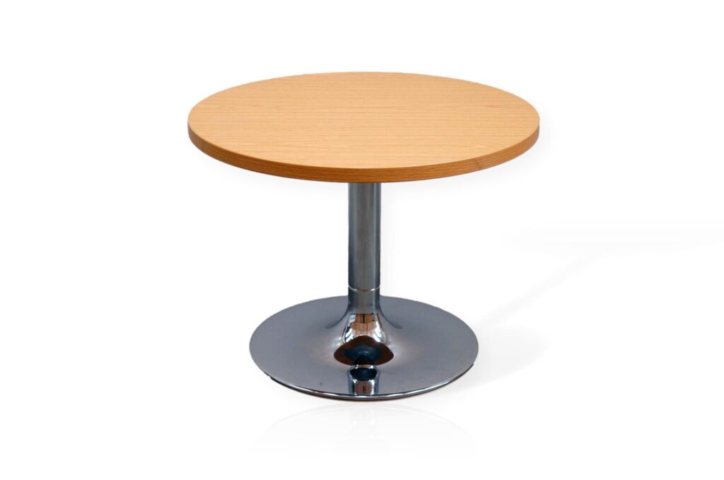 Modern Round Coffee Table In Oak/Chrome